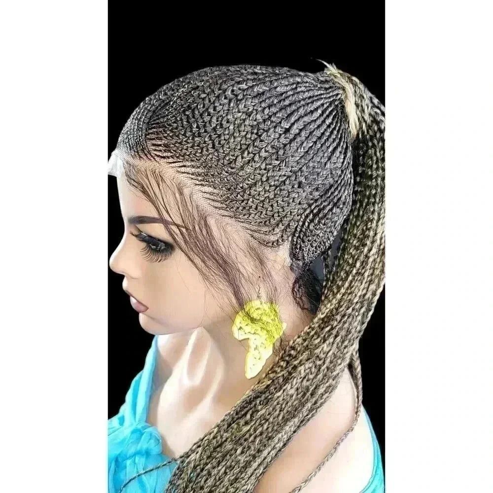 100% Handmade Shuku Style Jumbo Box Braided Lace Wig - Ombre Black, 28" Long NWT - Picture 14 of 15